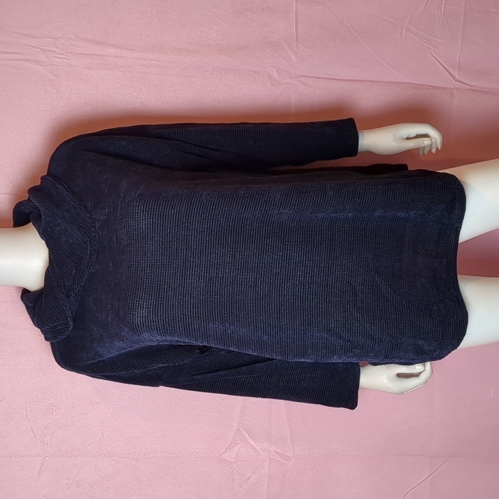 Cherishh Navy Blue Italian Cowl Neck Soft Cozy Pullover Lounge Luxe Sweater